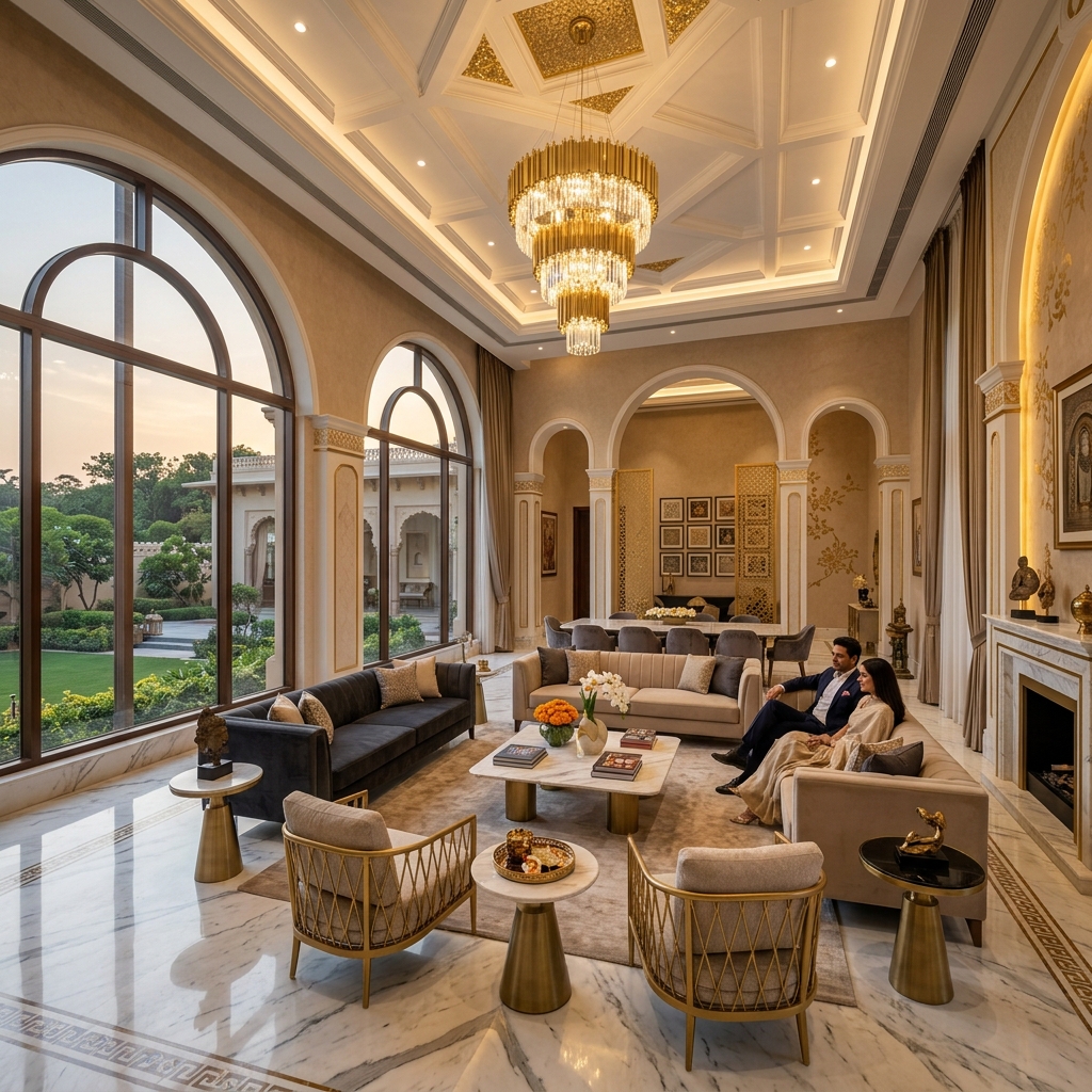 Grand luxury living room interior design by Studio Bind Architects